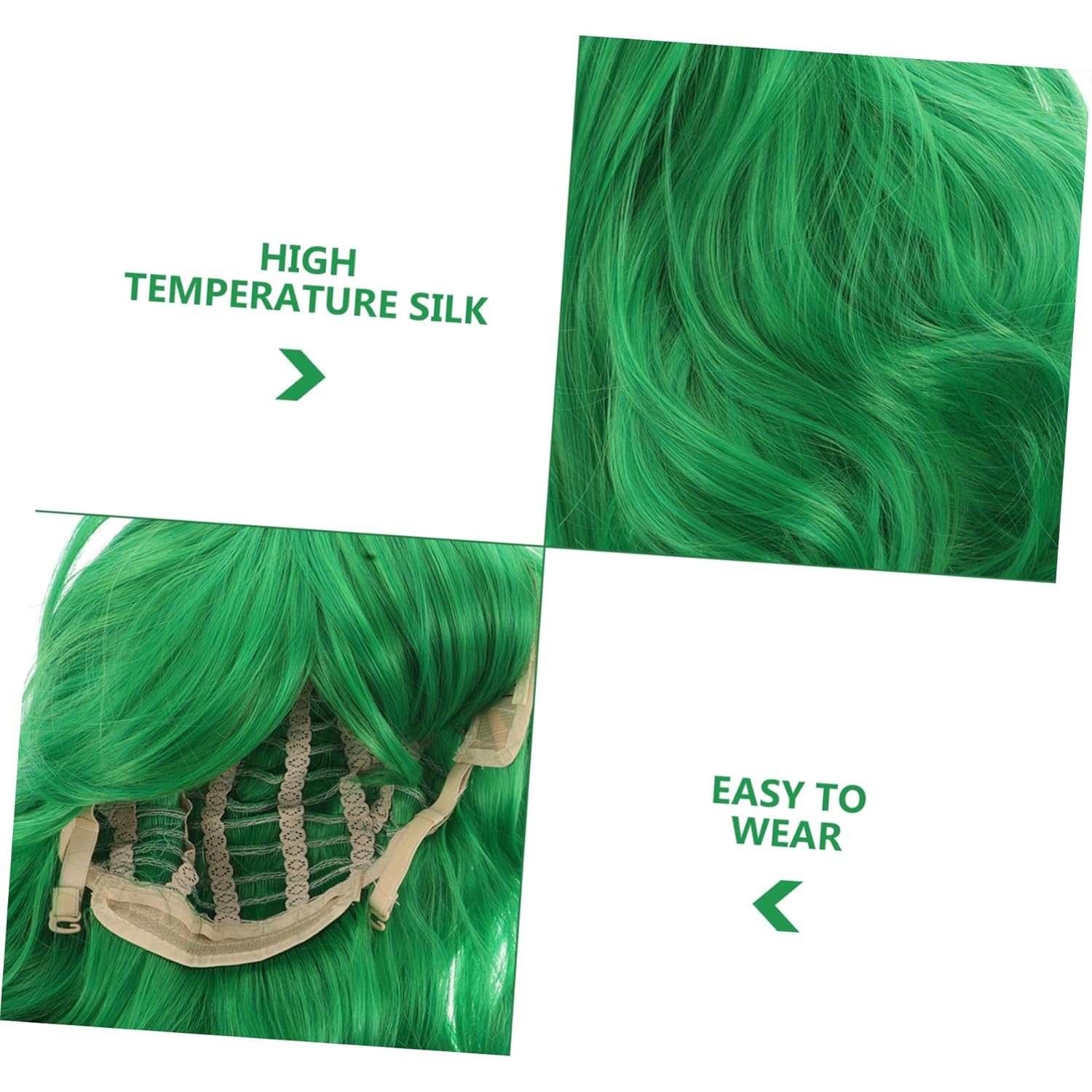 FRCOLOR 1Set Vibrant Green Short Wig with Scarf for Cosplay Wig for Birthday Parties Halloween and Performances Adorable Short Hair Design with Meticulous Craftsmanship