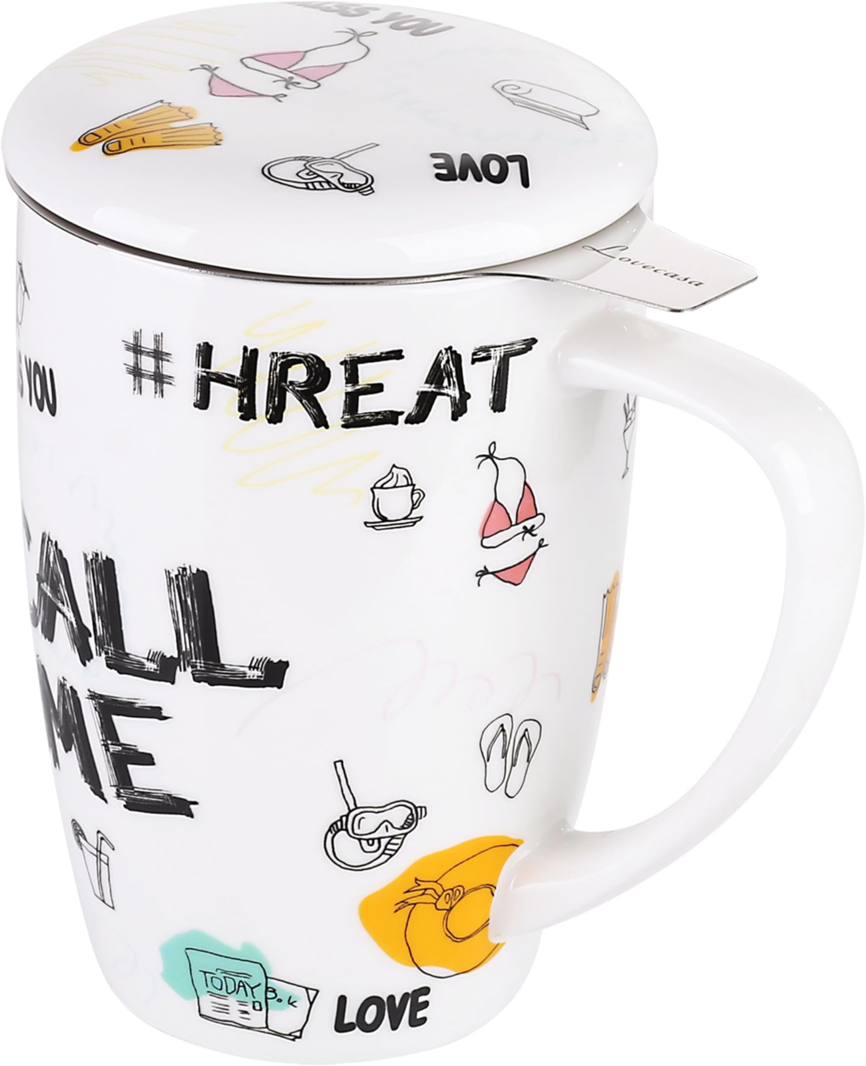 Keramik Teetasse Mit Deckel & Sieb - Asiatisches Drachen Motiv 0,3L