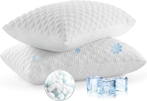 ALPHA HOME Pillows Queen Size Set of 2 - Adjustable Shredded Memory Foam