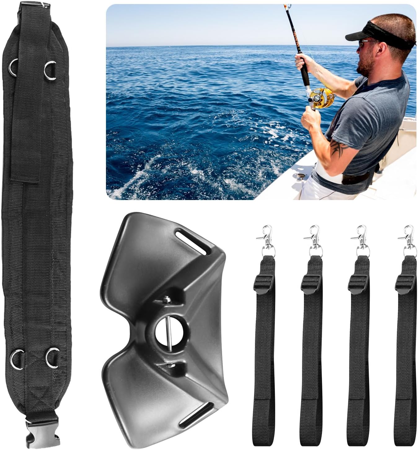 Fishing Belt Rod Holder, Adjustable Fishing Fighting Waist Belt, Great Plastic Material Fighting Belt with EVA Padded