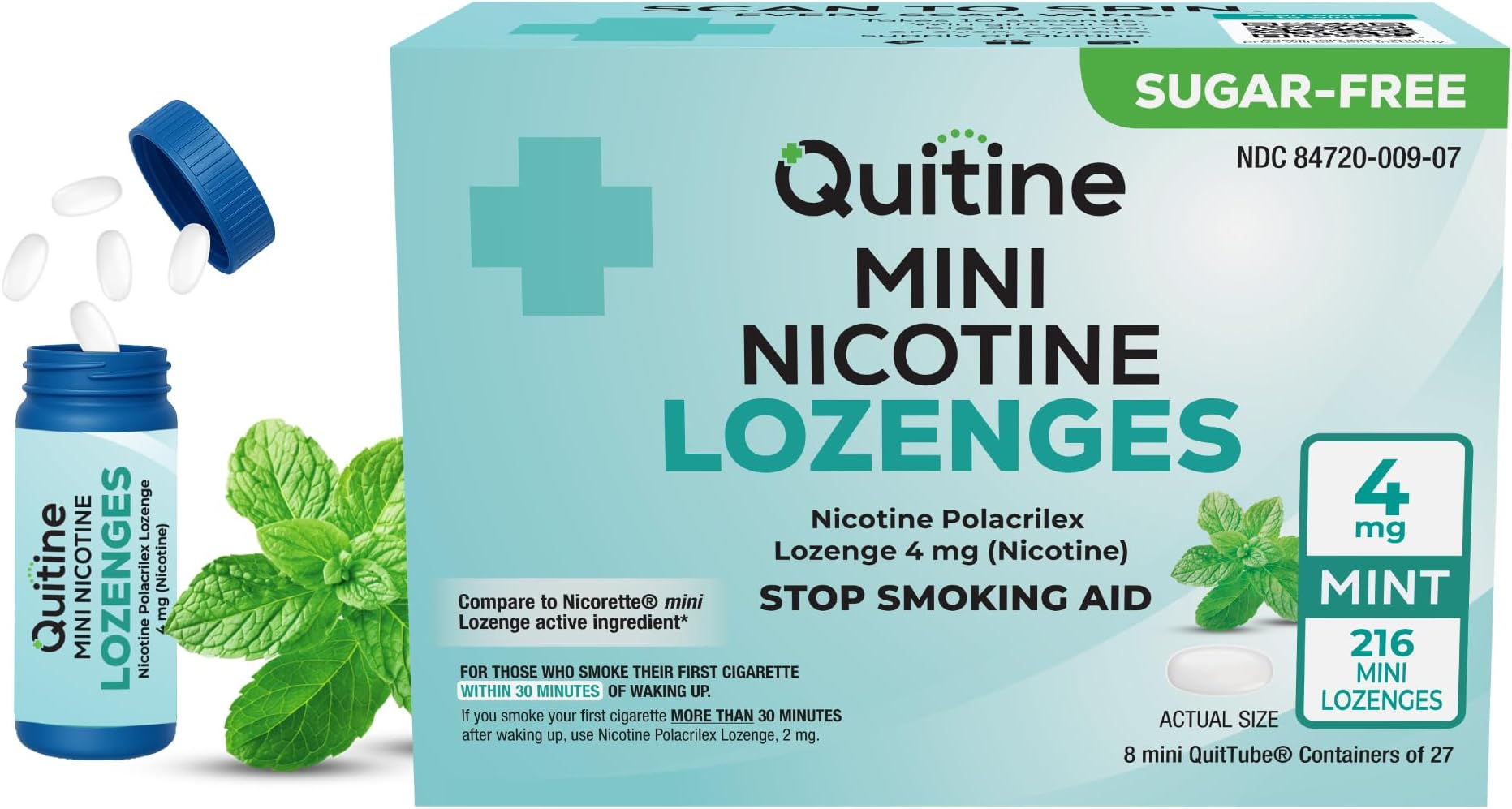 - Mini Nicotine Lozenges 4mg, Mint Flavor, Stop Smoking Aid – Relieve Nicotine Cravings with Effective, Affordable NRT | Long-Lasting Flavor, 216 Count, Smoking Cessation that Works