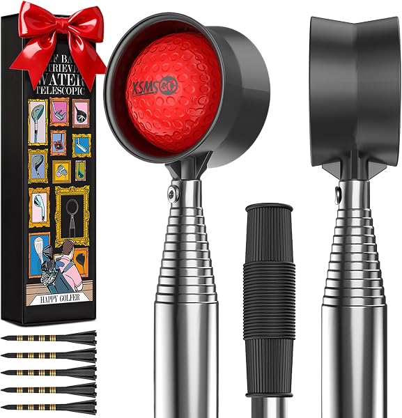 XSMSGO 9Ft/12Ft Telescopic Stainless Steel Golf Ball Retriever for Water, High Durability Double Sided Golf Ball Picker