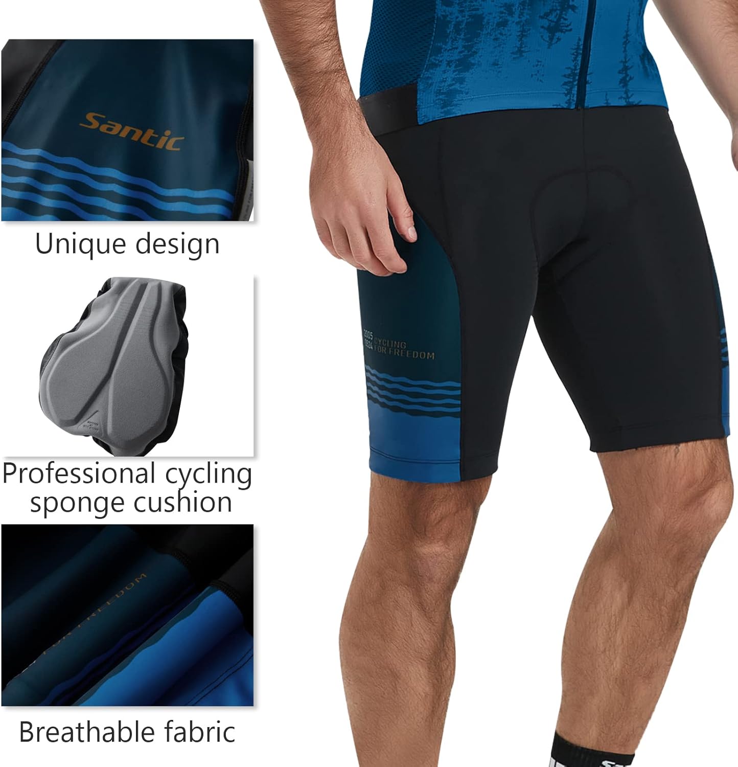 Santic Cycling Shorts Men Padded Bike Shorts for Men Cycle Shorts Biking Shorts Breathable