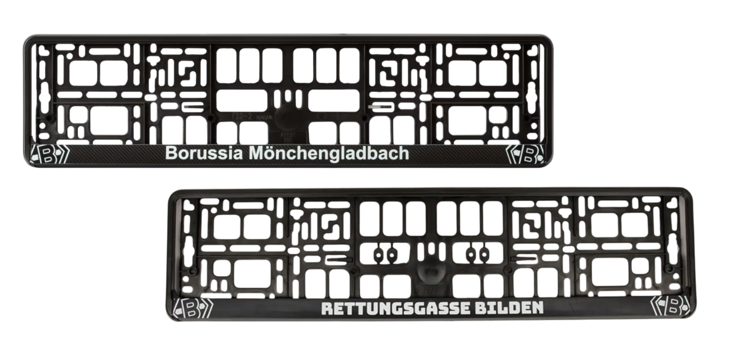 Borussia Mönchengladbach 2erSet Kennzeichenrahmen (Rettungsgasse + Classic) | BMG | Nummernschildhalter