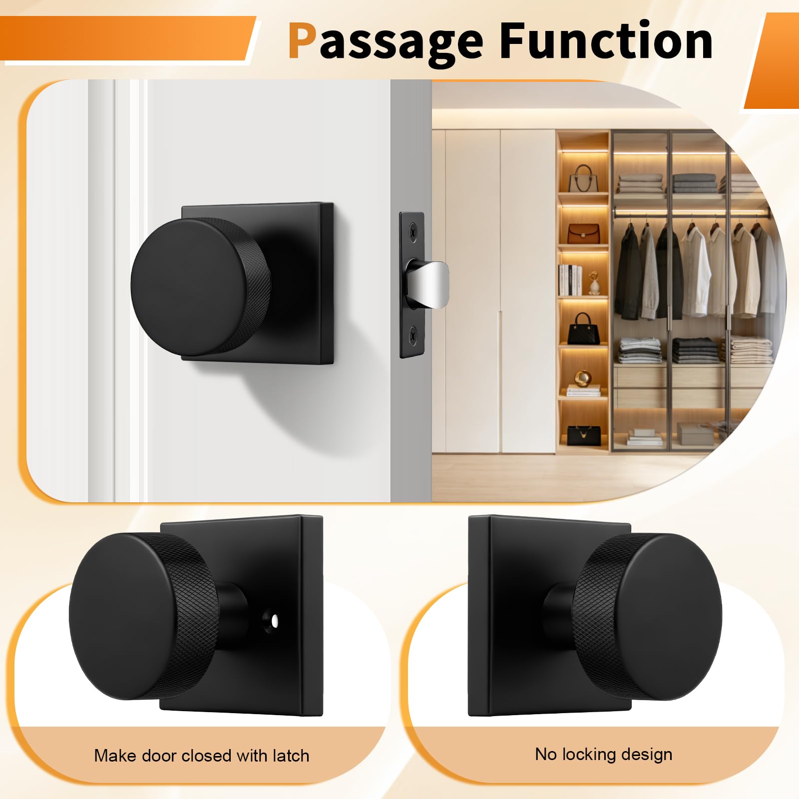 Probrico Black Door Knobs - Modern Passage & Interior Knobs -3