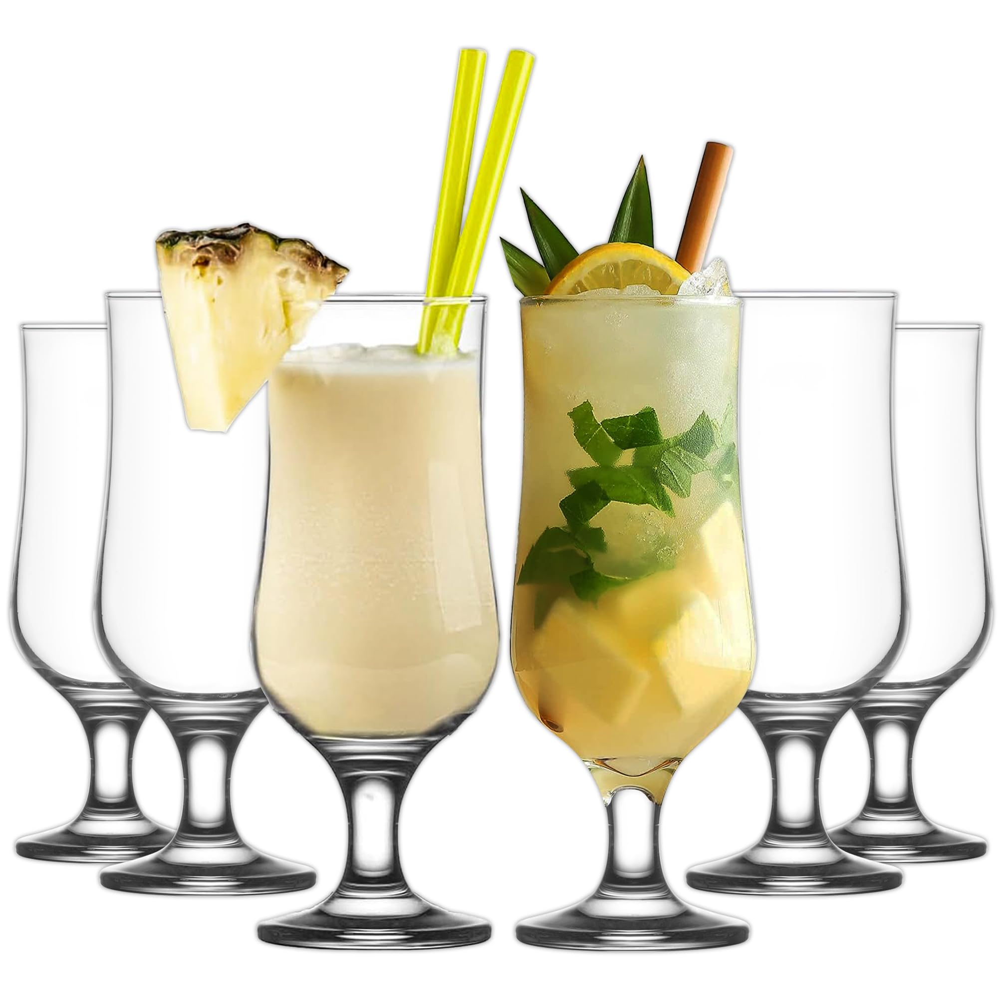 NORDIC SCHILLER Bicchieri da Cocktail Set 6, 385ml 100% SENZA PIOMBO Bicchieri da Caffè Freddo, Frappé Bicchieri per Pina Colada, Bicchiere per Hurricane