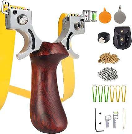 Slingshot, Hunting Sling Shot Set for Adults, Professional Stainless Steel Tactical Slingshots, High Velocity Catapult with Ammo Balls, Rubber Bands, Ammo Pouch, Target