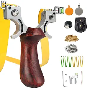 Slingshot, Hunting Sling Shot Set for Adults, Professional Stainless Steel Tactical Slingshots, High Velocity Catapult with Ammo Balls, Rubber Bands, Ammo Pouch, Target