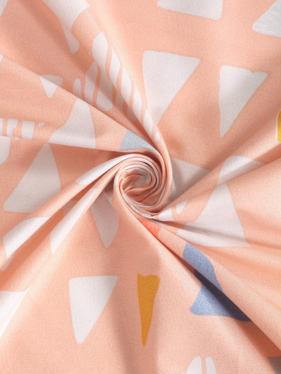 Klotthe Peach Geometric Cotton Blend 300 TC Double Bedsheet Set in Book Fold Packing 2