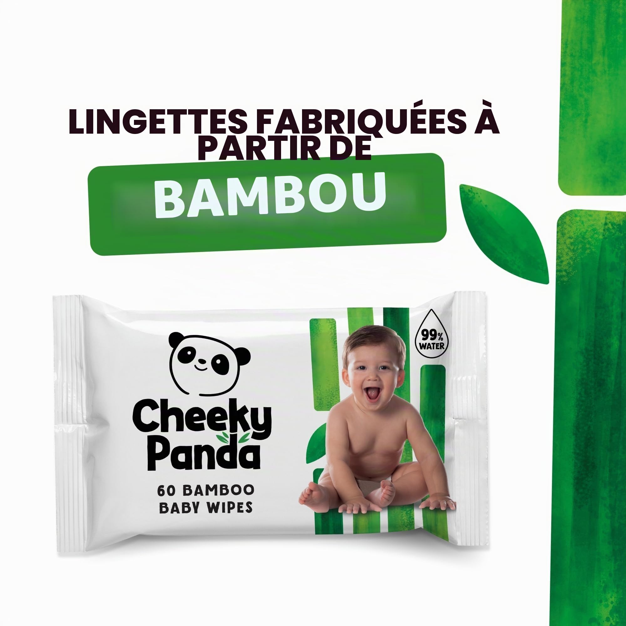The Cheeky Panda Lot Lingettes Bébé – 720 Lingettes (60 Lingettes x 12 Paquet) | 99% d'eau pure | Sans Parfum