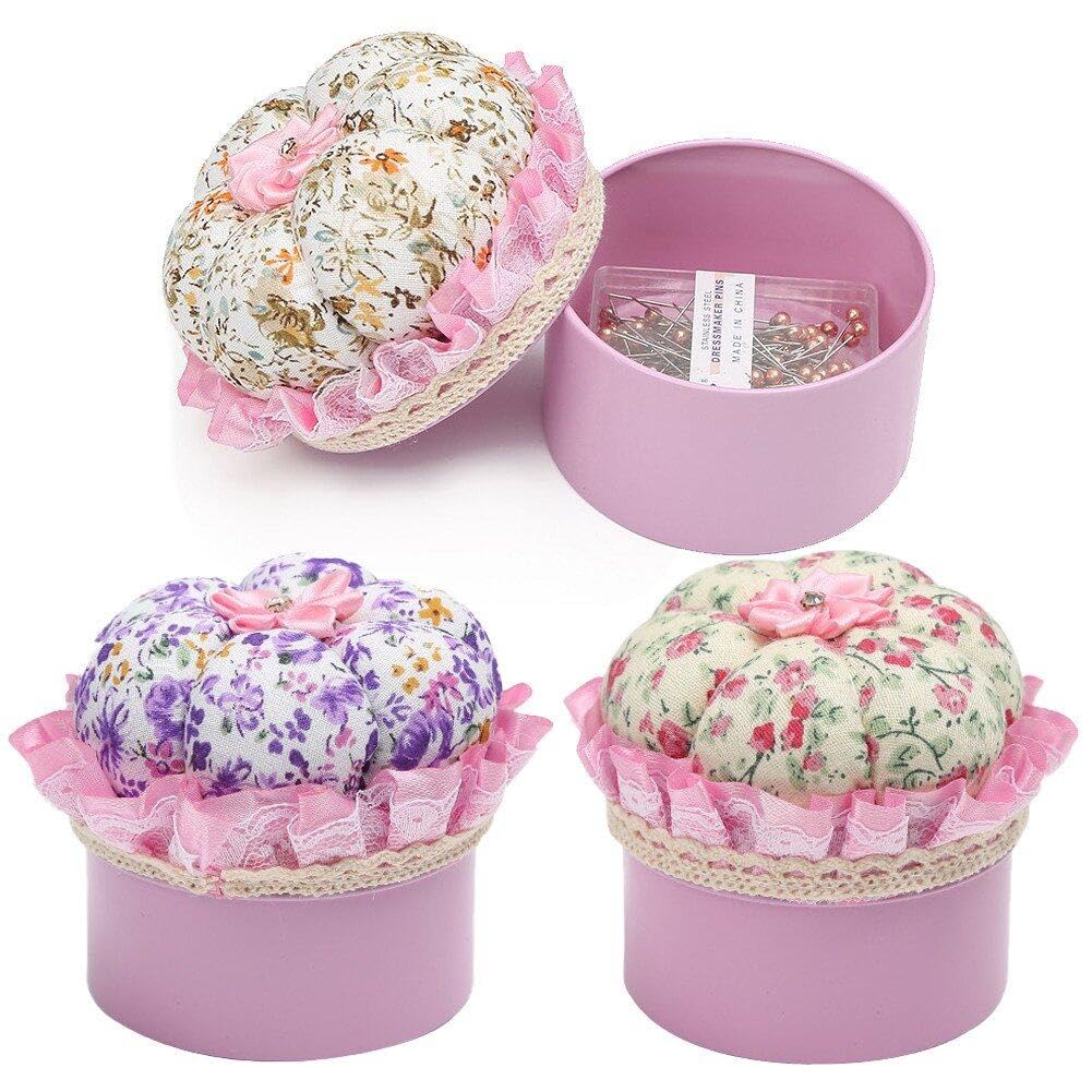 Amazon.co.jp: ピンクッション 針山 収納ケース付き かわいい 花の形