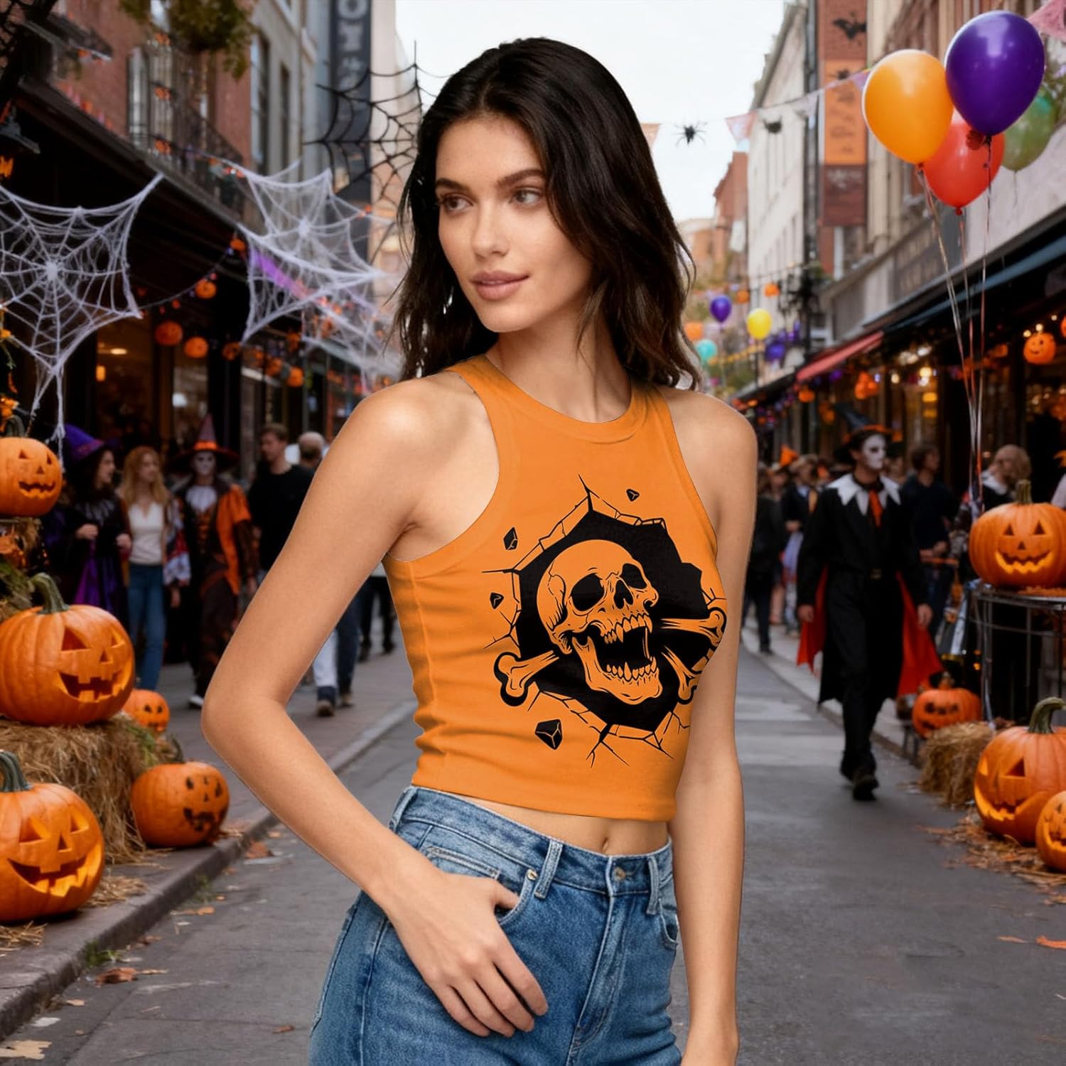 color cosplayer Mardi Gras Crop Tank Top for Women Carnival Sexy Sleeveless Tank Tops Mardi Gras Costume Vest Top - Image 4