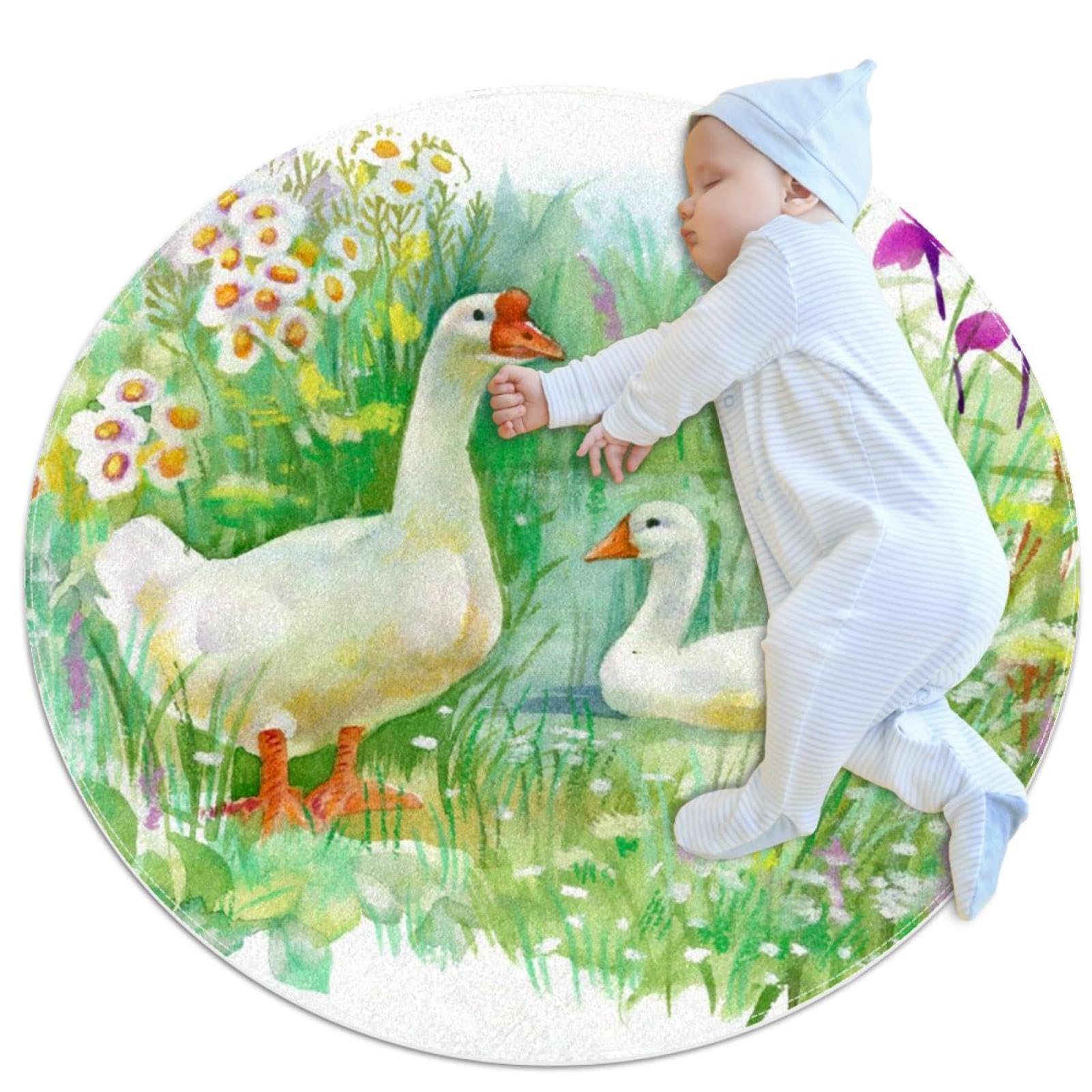 Tapis de salle de bain aquarelle chic et rond de 1m avec envers antidérapant premium