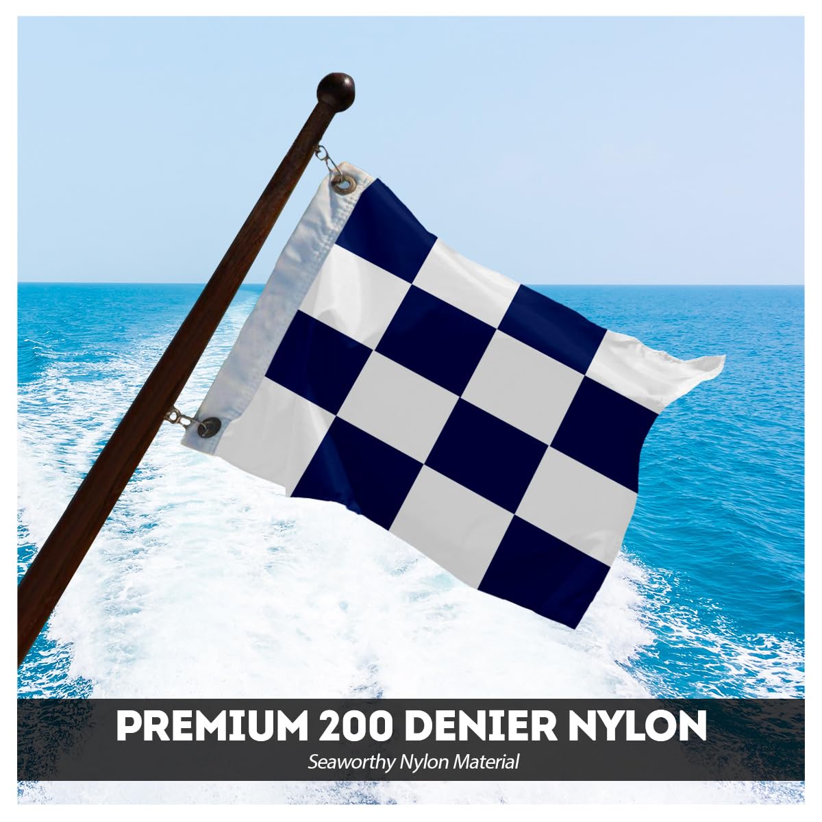 AGAS November Code N Marine Signal 4x4 Ft Flag - Printed 200D Nylon - Canvas Header - Brass Grommets - Colorfast & Stitched Edges - Nautical Boat Flag - Naval Code Signal Flag.