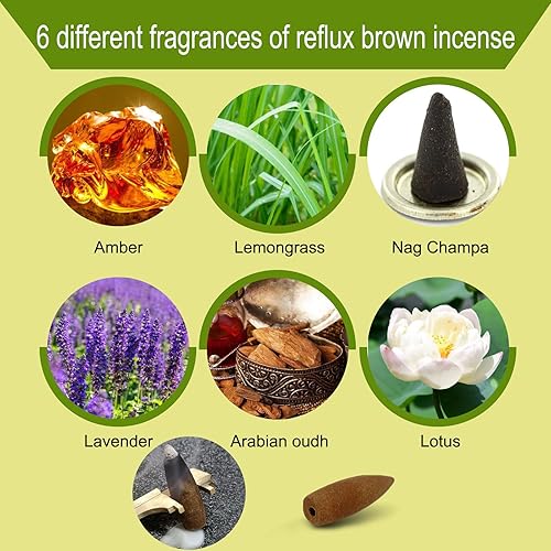 Miniatura 3 de Conos de incienso grandes de 2 pulgadas para cascada, 30 minutos de largo tiempo de combustión (6 variantes, 60 conos) para purificación,