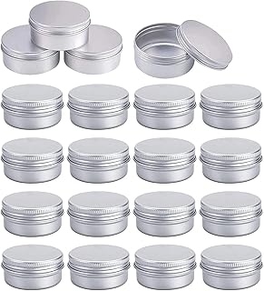 20Pcs Aluminium Tin Jars 15ml Empty Cosmetics Containers Pots Travel Sample Containers Lip Balm Tins for DIY Crafts, Lotion, Cream, DIY Candles, Makeup,Glitters