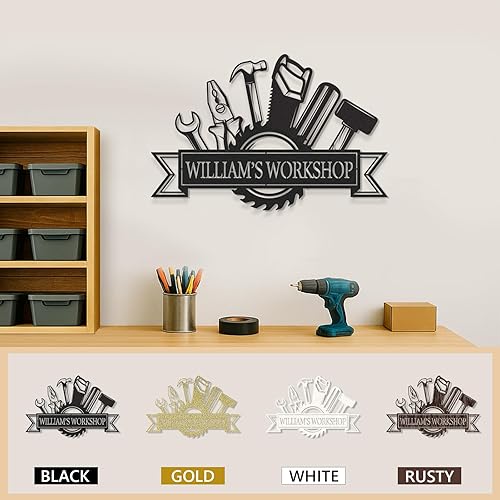 Miniatura 7 de Letreros de garaje personalizados para hombres, letrero de taller de papás, letrero personalizado de metal para exteriores, decoración de cueva de