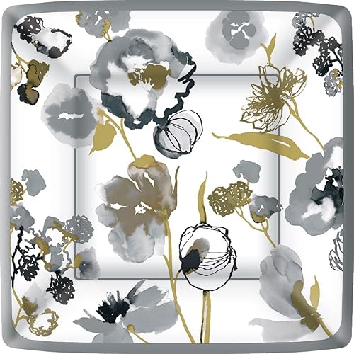 Ideal Home Range Papel Boston International de 8 unidades, platos cuadrados para cenas, plata Ariela