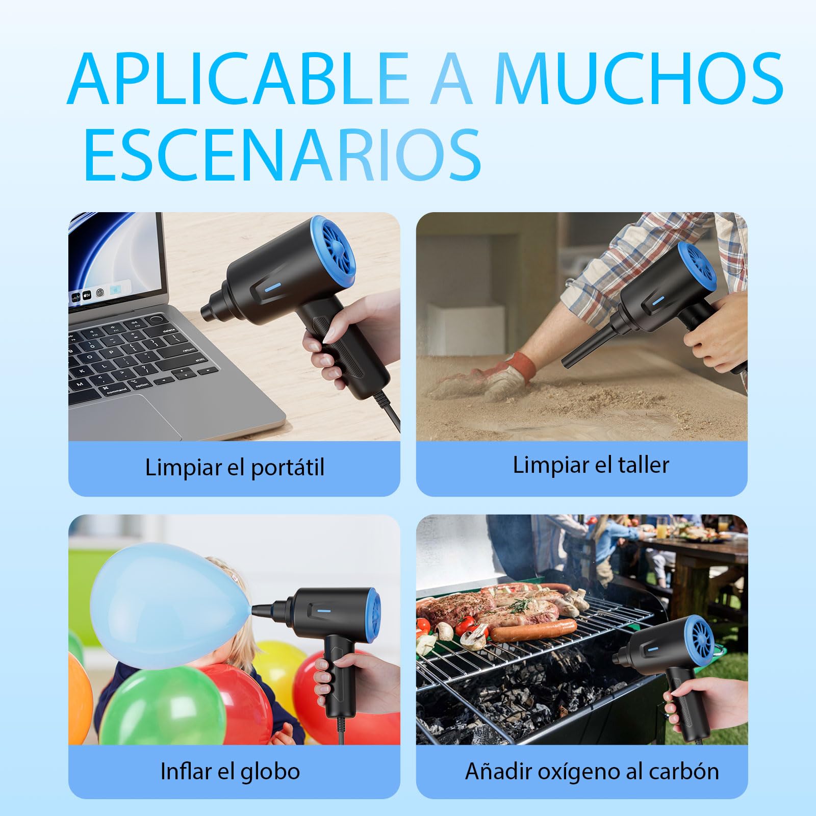 Soplador de Polvo Eléctrico - Aire Comprimido Limpieza PC，Potente 2 Velocidades 5.74oz - para - Ordenador - Coche -Sofá