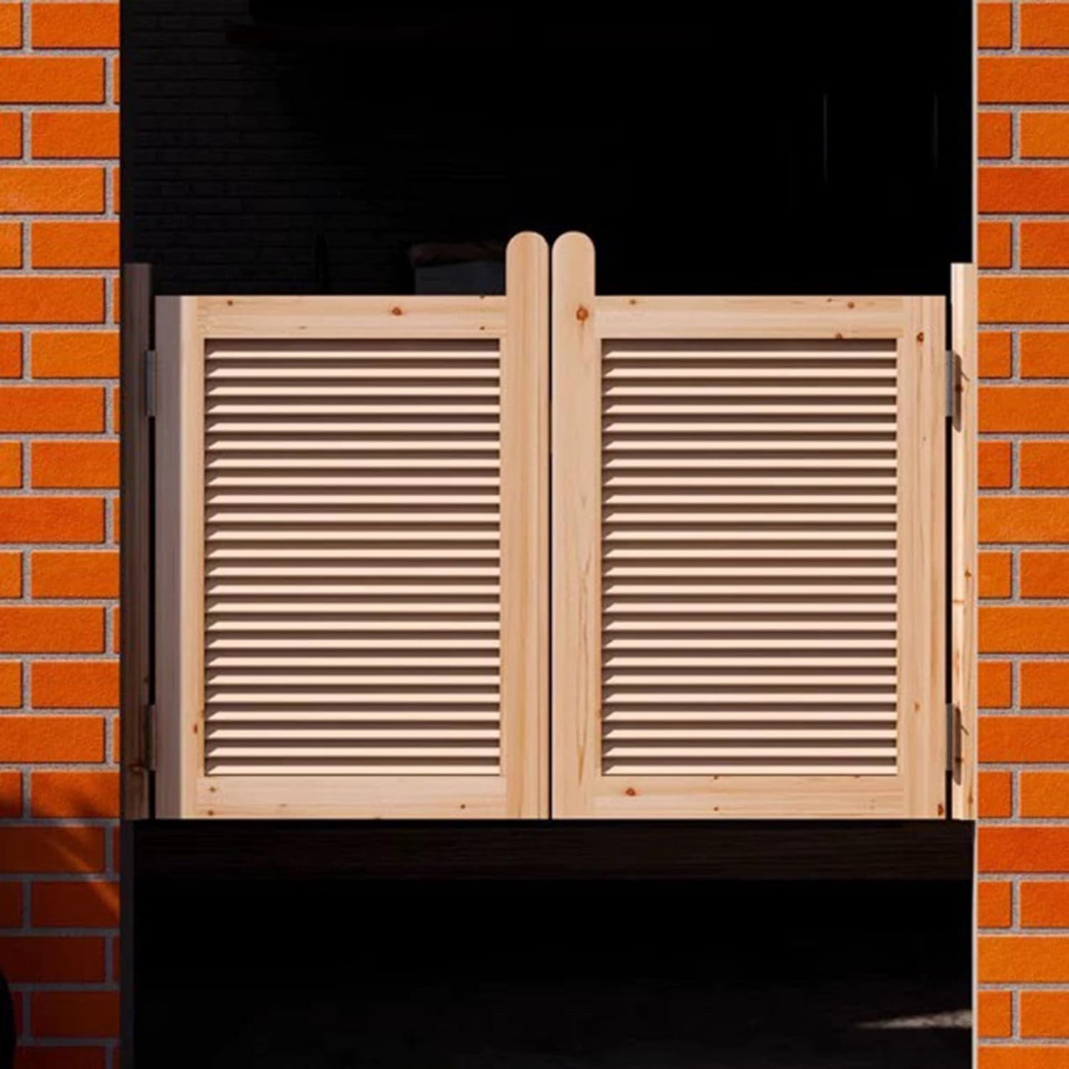 Porte battante de véranda en bois brut avec lattes pour magasin et balcon