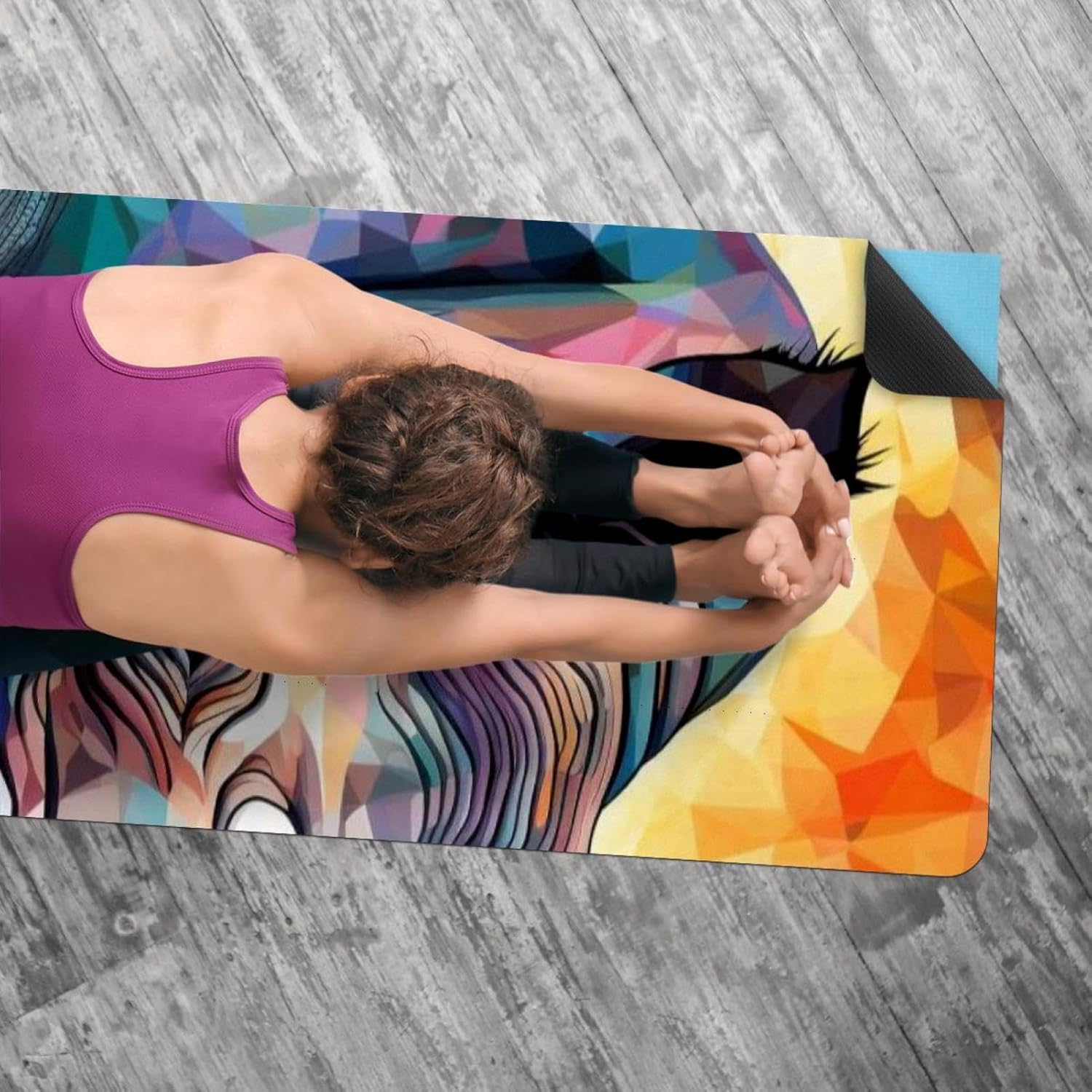 Yoga Towel, Rhino Animal Print Non Slip Sweat Absorbent Hot Yoga Mat Towel for Hot Yoga, Pilates and Fitness - 72.8" x 26.8"