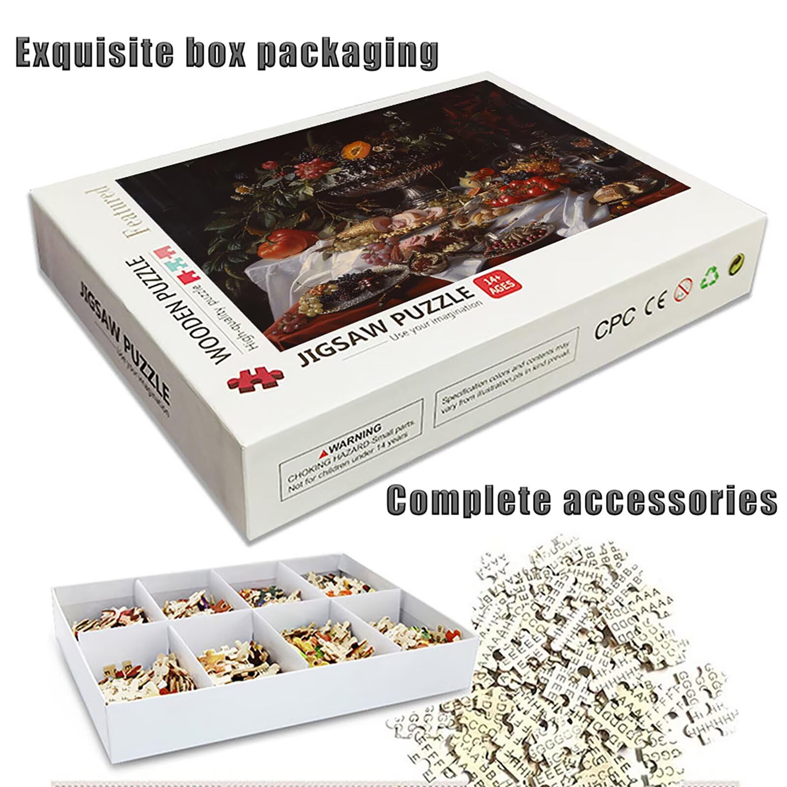 Puzzle Arte con Scatola Cibo, Frutta Puzzle Legno 3000 Pezzi Adulti 122x81cm, DIY Classici Gioco, Attività di Intrattenimento ad Alta Difficoltà, Jigsaw Per Tutta La Famiglia, Regalo Donna, O-7819