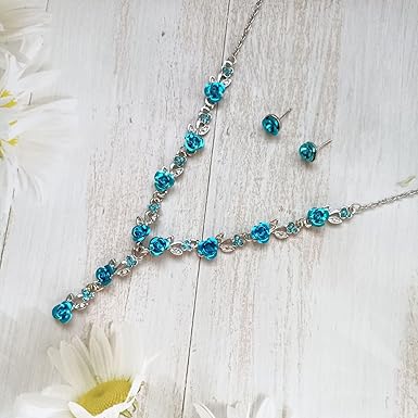 クリスタル フラワーモチーフ ネックレスとイヤリングセット JN フローティングクリスタル ネックレス&イヤリング/ピアス