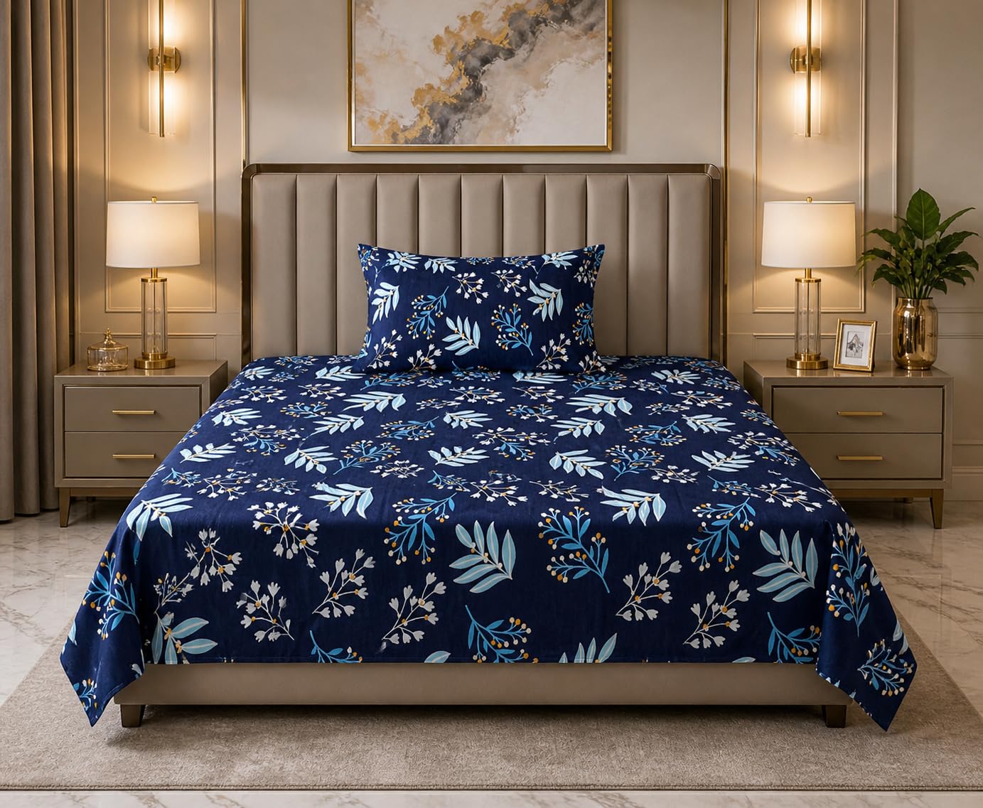 FLOATING DREAMS 220 TC Microfiber Soft Cotton Printed Single Bed Bedsheet for Diwan Bed, Size 60 Inches X 90 Inches, 152 X 230 cm with 1 Large Size Pillow Covers-image-49