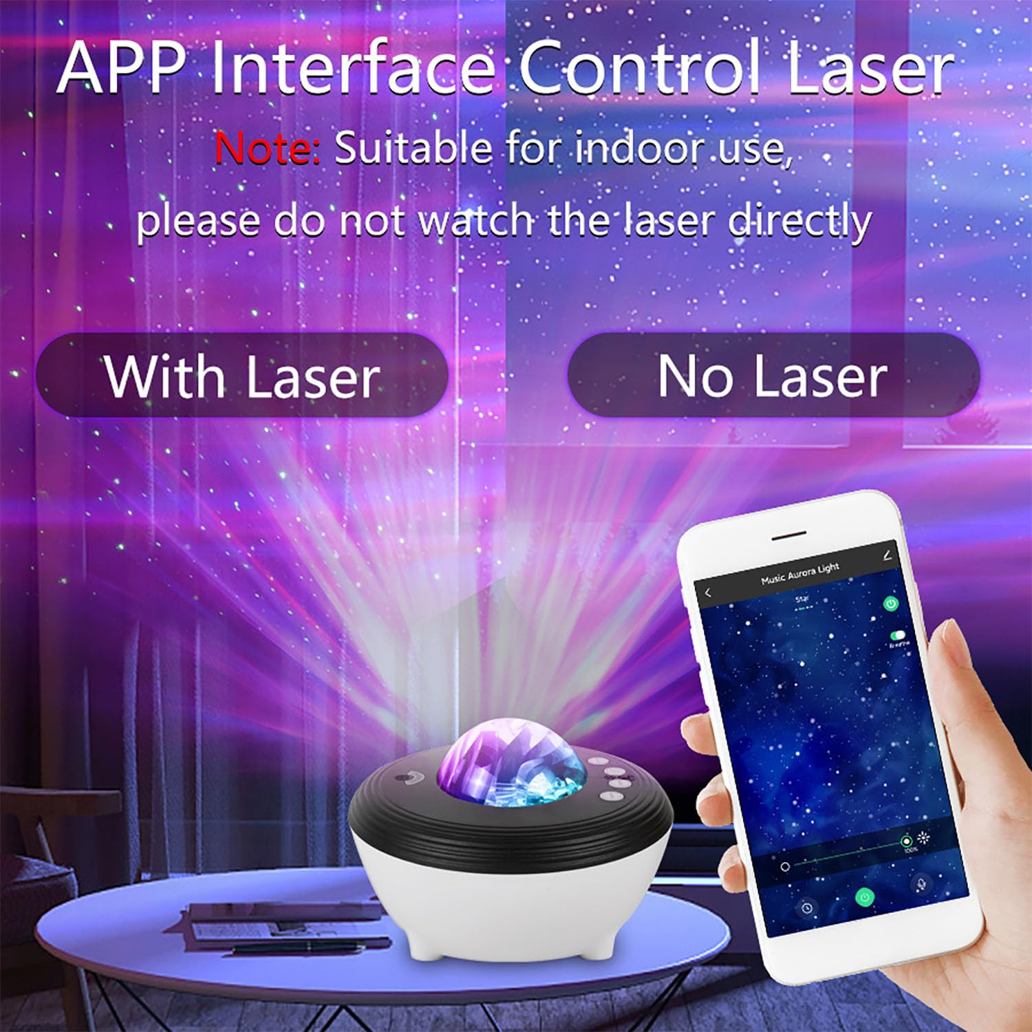 Luz Nocturna LED De Cielo Estrellado, Lámpara De Noche LED De Cielo Estrellado con Control Remoto, 38 Modos De Escena + Modo Personalizado, Música Integrada Y Función De Temporización