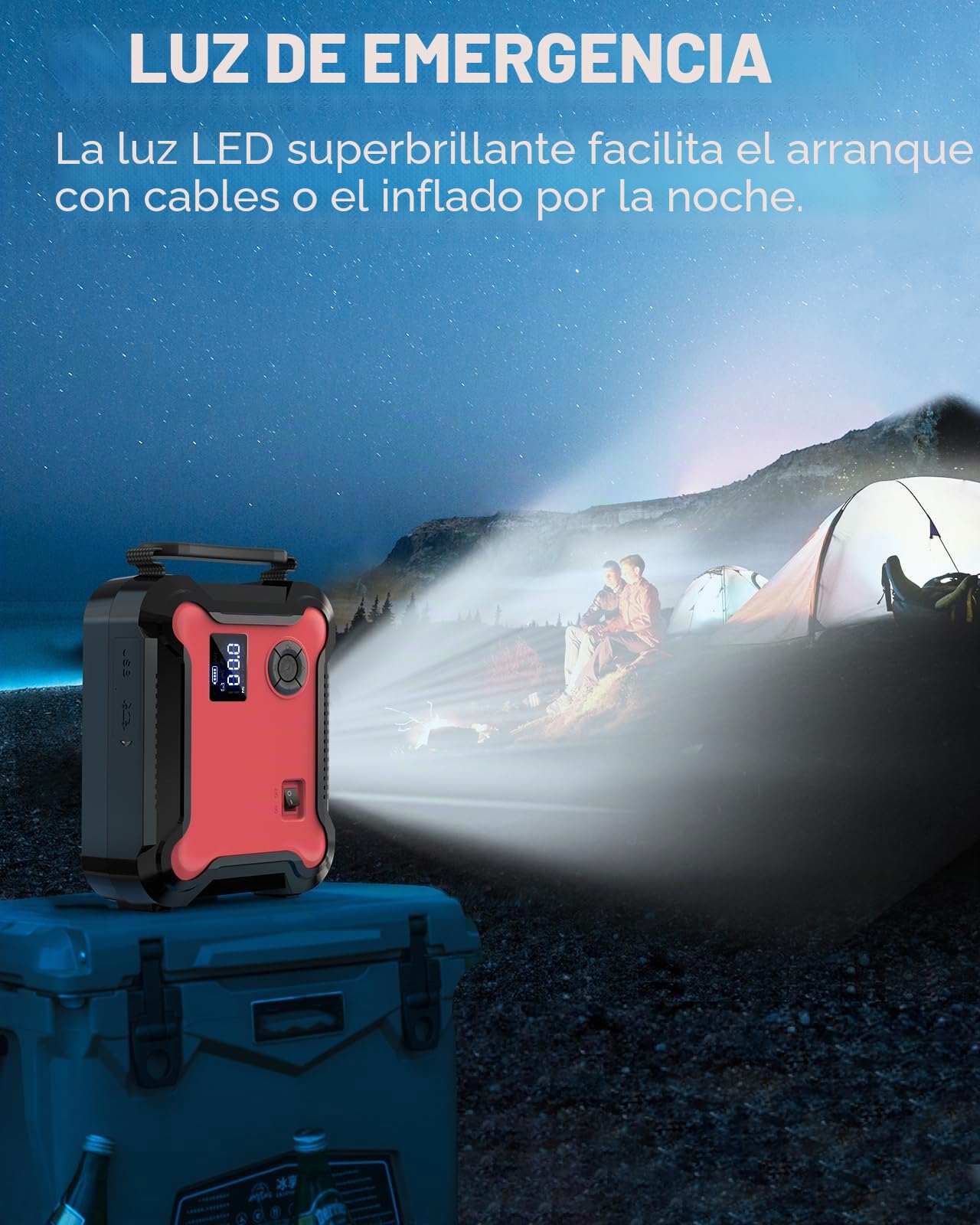 Buture Pro Booster Batería y Compresor de Aire Portátil 2500A, 23800mAh Arrancador de Coche (Todo Gas o 8,0 L Diesel), Inflador Eléctrico 150 PSI, 120 W Salidas DC y Luz de Emergencia