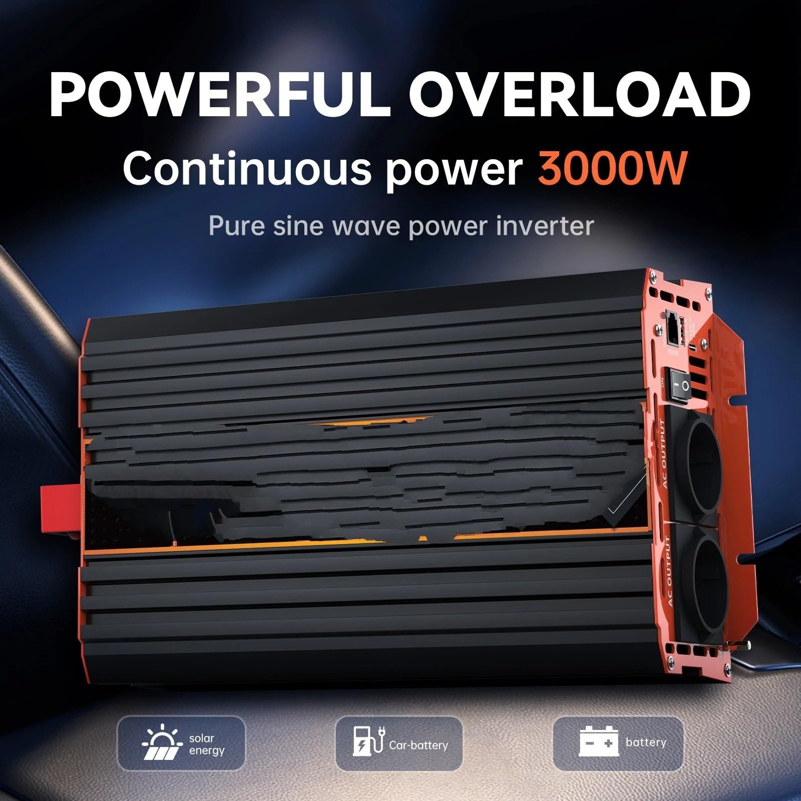 Invertitori di corrente per veicoli 3000W 7000W Inverter Potenza Onda Sinusoidale Pura DC 12V 24V A AC 220V Per Veicoli Camper Barca Con Telecomando E Display LCD USB