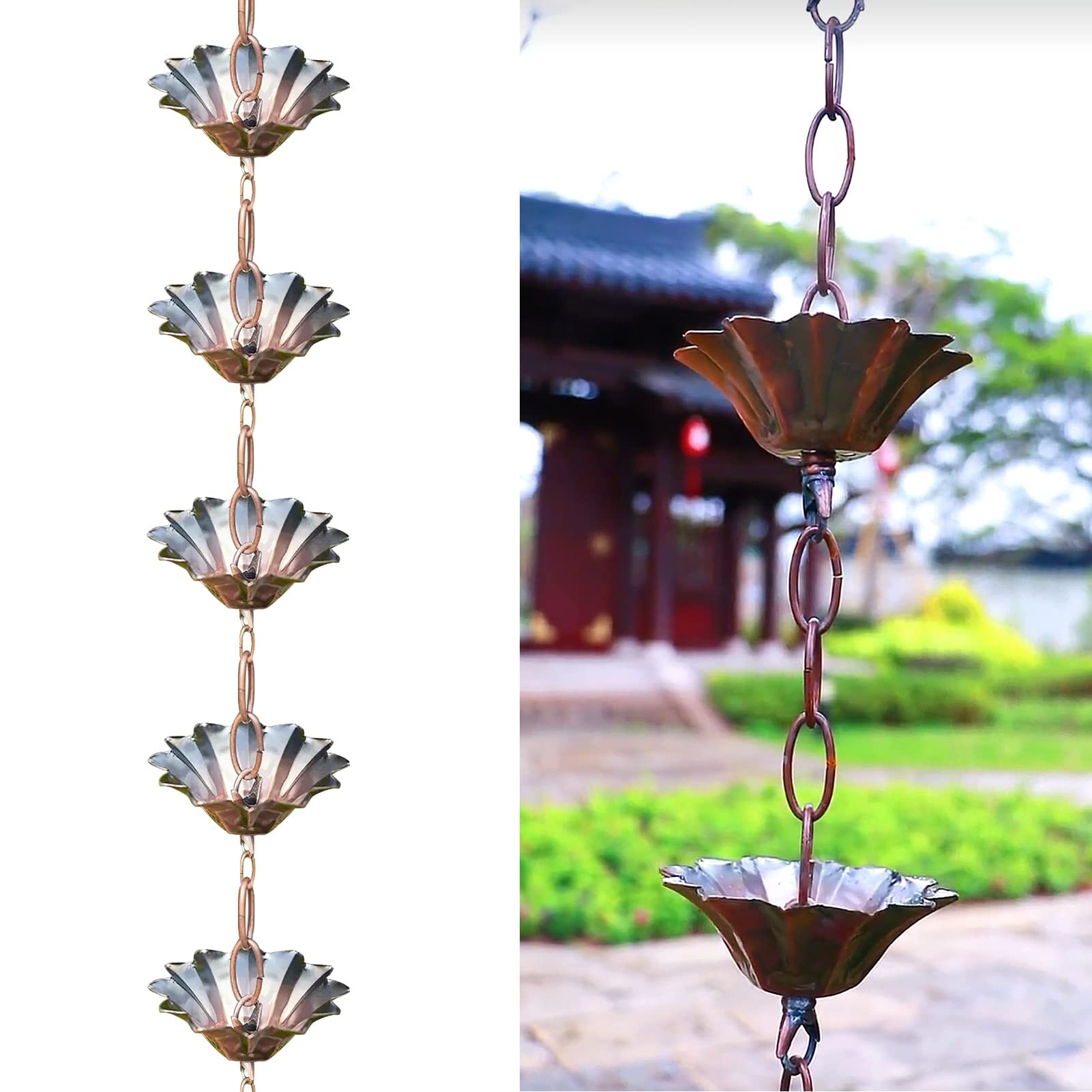 Chaîne de pluie 150 cm pour descente pluviale et décoration de jardin extérieur