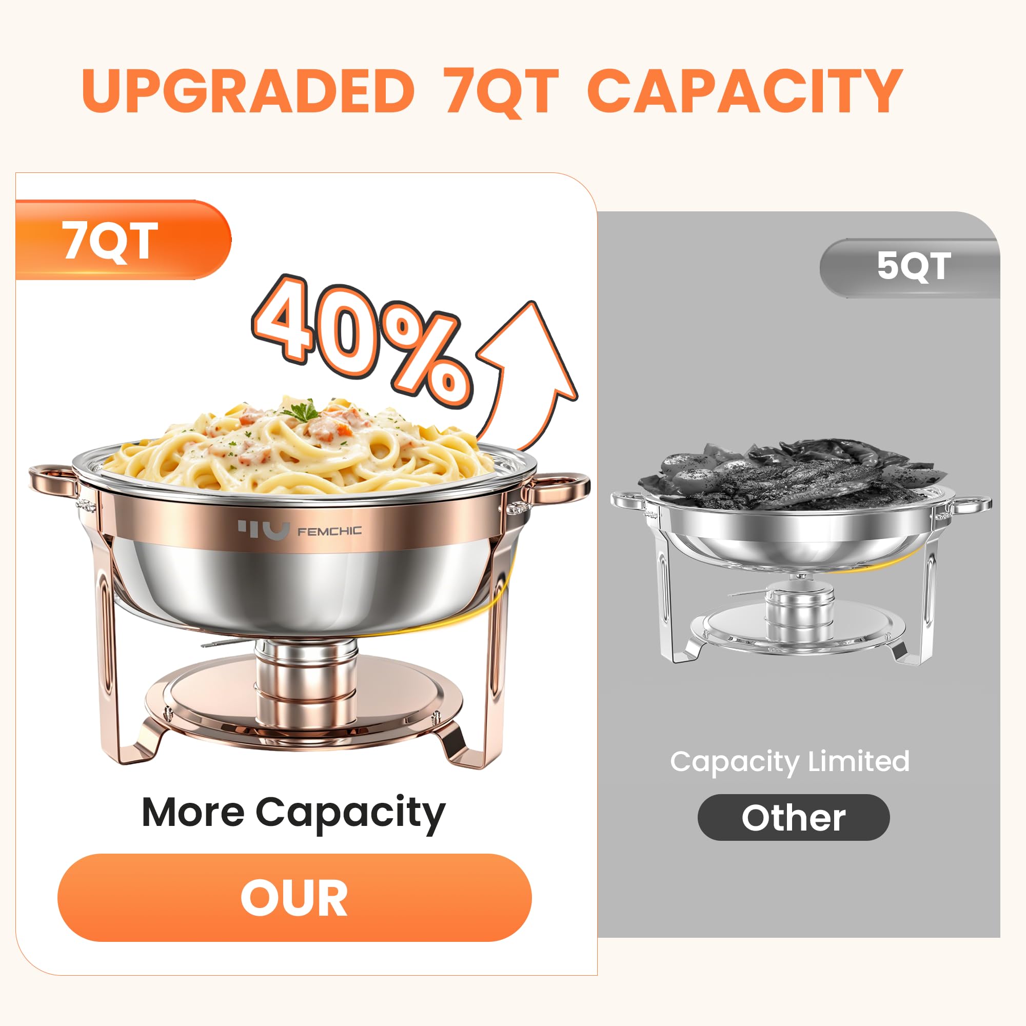 Confezione da 4 scaldavivande per buffet, rotondi in acciaio inox da 6,5 l, con coperchio in vetro, impilabili, per catering, feste, buffet, catering, eventi, cene