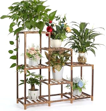 Ah ap Bitki Stand    7 Katl   i ek Raf , Y ksek S cakl kta Karbonize Edilmi  Dayan kl  Ah ap, Balkon, Salon ve Bah e Dekoru  in  ok Katl  Saks l k, Dekorasyon DIY