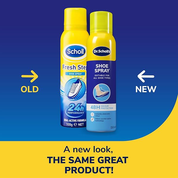 Dr. Scholl’s Fresh Step Anti Odour Shoe Spray, Eliminates Odor For Up To 48 Hours. Fresh Scent, Quick Drying, Suitable For All Shoe Types, Running Trainers, Sports, & More, 150ml, Pack of 1 - 3
