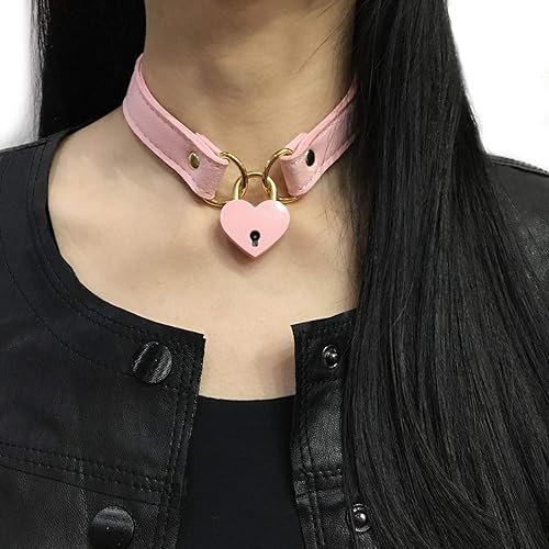 Miniatura 6 de Collar tipo gargantilla hecho de terciopelo y piel sintética con candado y llave estilo Lollita