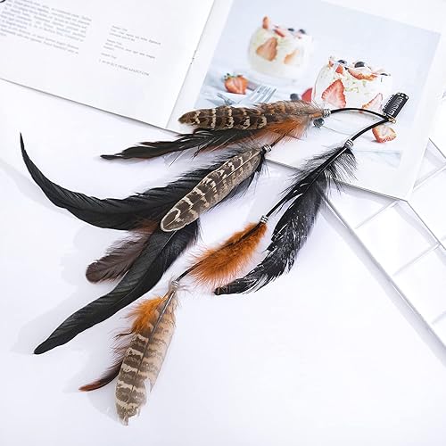 Miniatura 3 de lureme Diadema de plumas indias accesorios-hecho a mano plumas lazos para el pelo vestido de cabeza vestido tribal pluma tocado (hb000012-7)