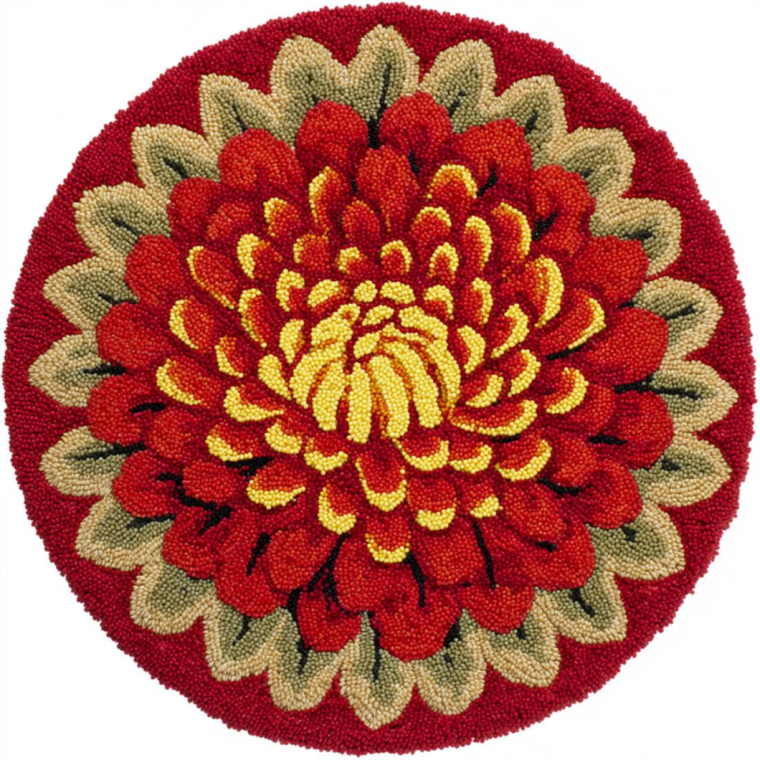 Rqwybcaxn DIY Latch Hook Rug Kit for Adults Embroidery Kit Fantasy Flowers 50x50cm Round Tapestry with Crochet Hook Living Room Craft Gift
