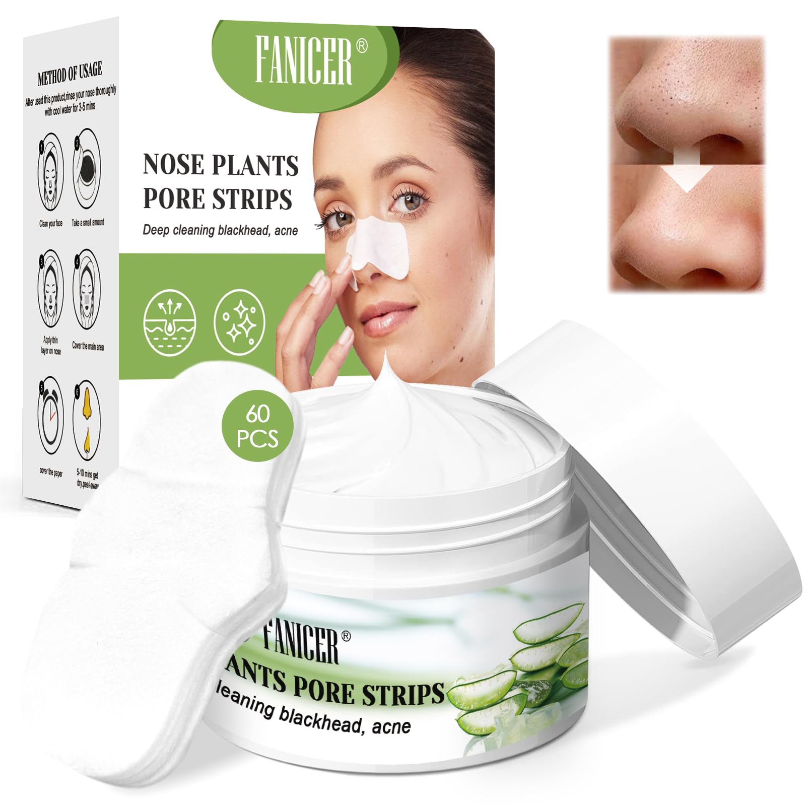 30ml Crema Punti Neri Rimozione,Blackhead Remover Mask,con 60 pcs Cerotti Punti Neri Naso,Blackhead Remover,Deep Cleansing,Per Tutti I Tipi Di Pelle,uomini e donne