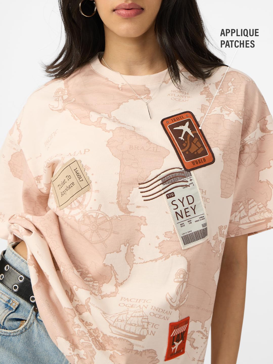 The Souled Store Camisetas de manga corta de algodón con cuello redondo para mujeres y niñas
