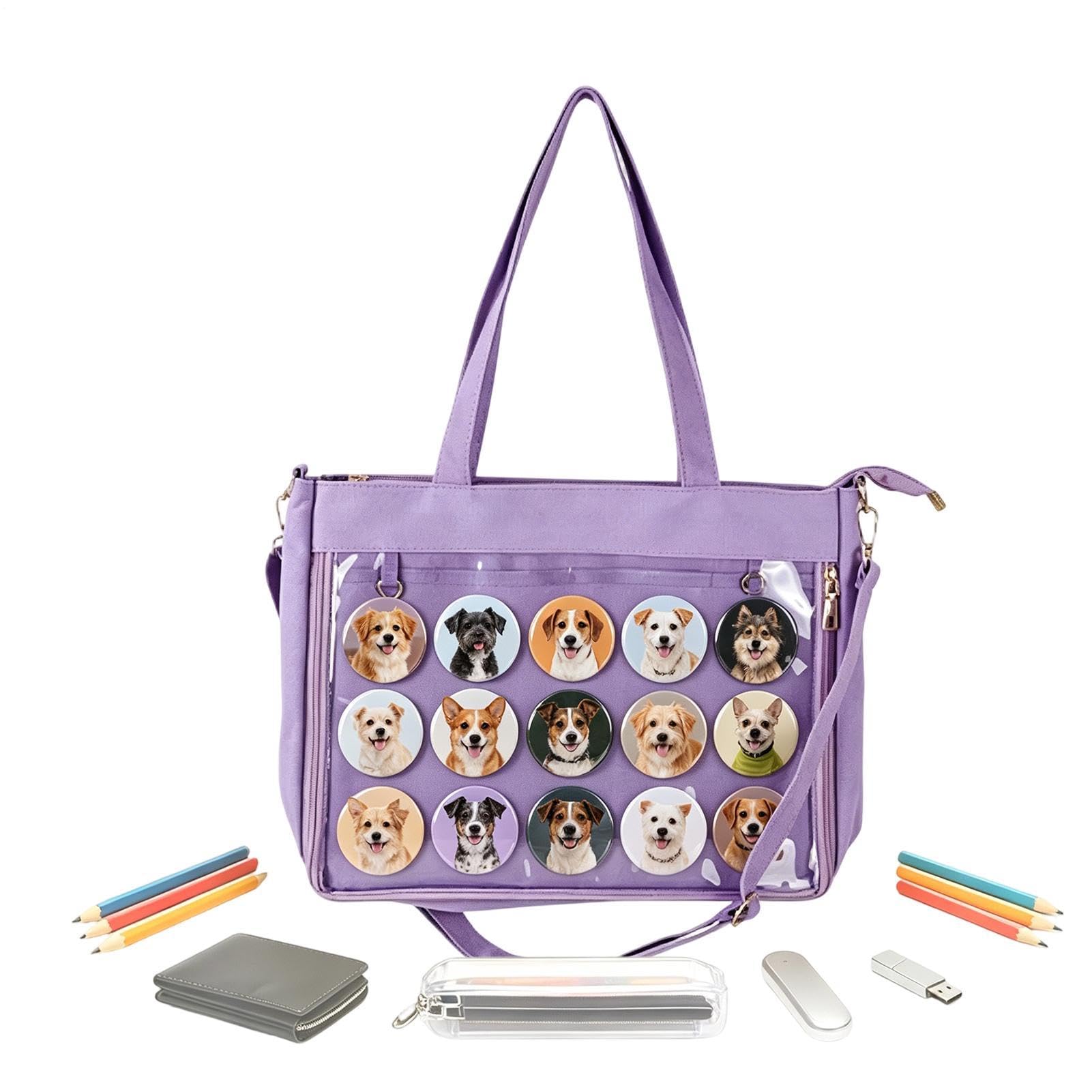 Ita Bag, torba do przechowywania z przezroczystym okienkiem, przezroczysta torba do majsterkowania, dla kobiet, dziewcząt, nastolatków, dorosłych, na zewnątrz, w podróży, do szkoły, na czas wolny, na