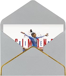 Simone Biles Usa Blank Greeting Cards With Envelopes - Pearl Paper Gold Edged Cards For Birthday,Christmas,Party Invitations,All Ages