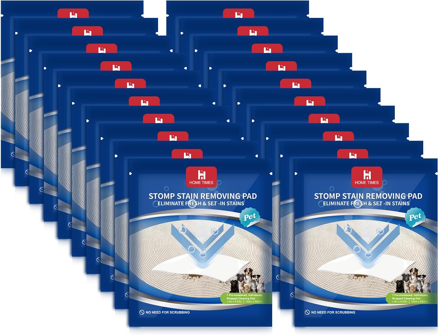 Home Times Carpet Cleaning Wet Wipes, Pet Lifting Pads + Oxy for Stain Removal on Carpet & Area Rug Cleaning, 20 Count(Pack of 1)