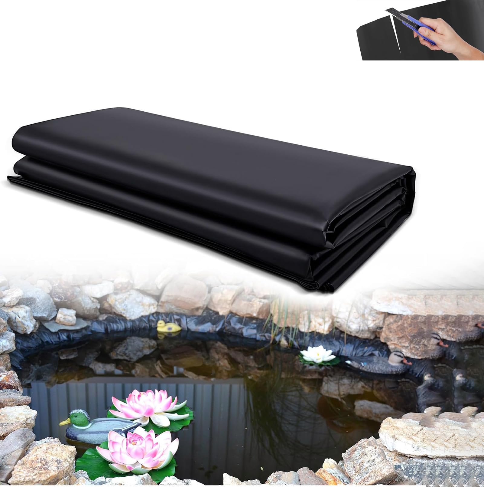 Telo laghetto Telo Piscina Telo per laghetto da Giardino Cascata laghetto, Telo per laghetto Resistente 5x5,5 m, a Prova di perdite, per Esterni, Ideale per laghetti di Koi, Giardini e gioch