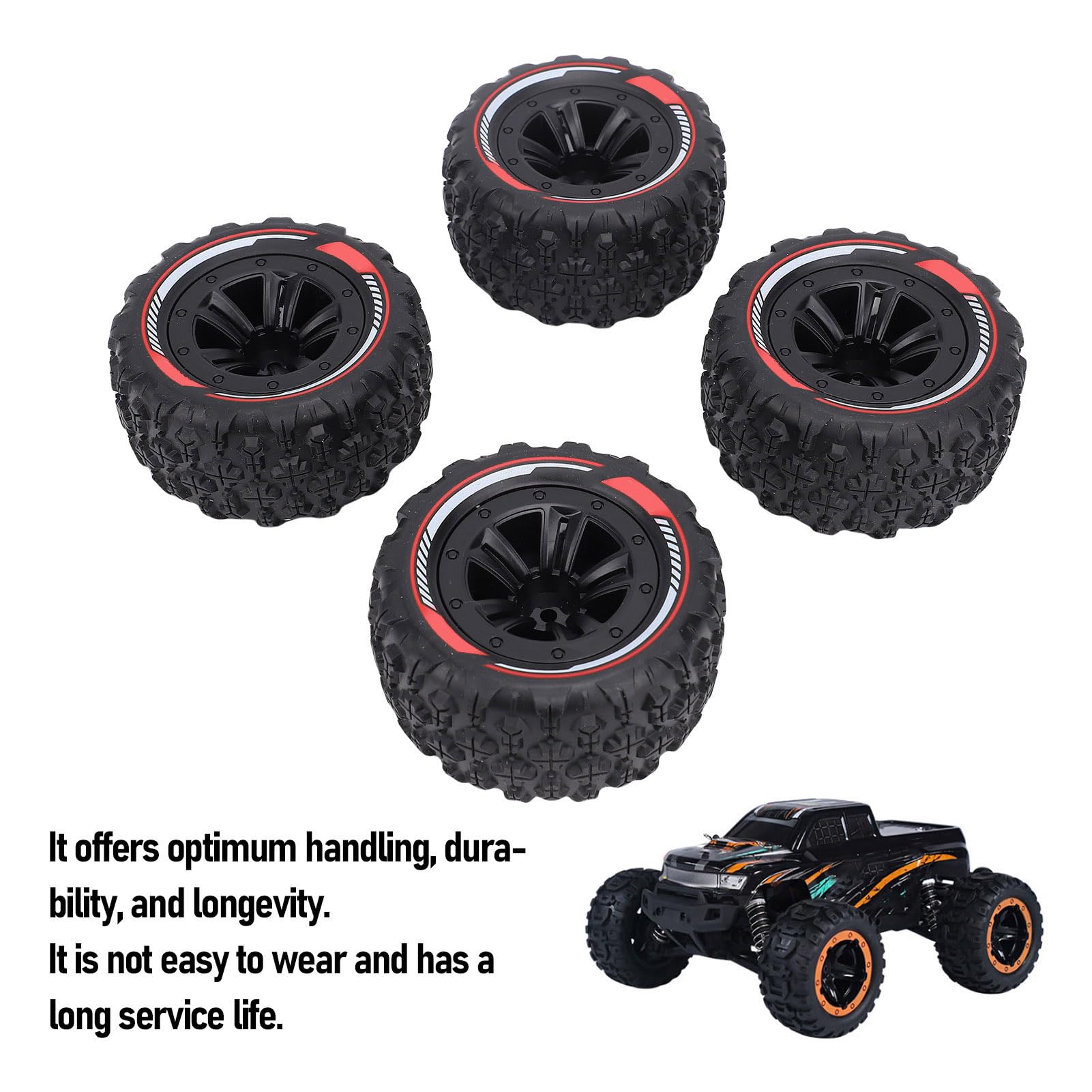 4PCS Scale Offroad Opony 12 Mm Hex RC Car Crawler Wheels Opony Ustaw Akcesoria dla Samochodu 1/14 1/16 RC (BLACK)