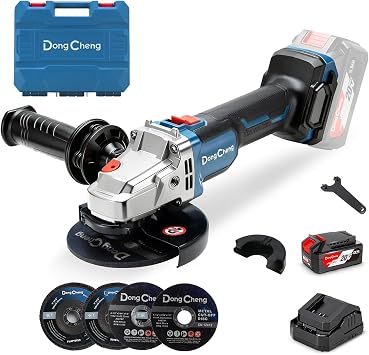 Dong Cheng 20V Cordless Angle Grinder 125mm, Brushless, 8500RPM,4.0Ah Kit