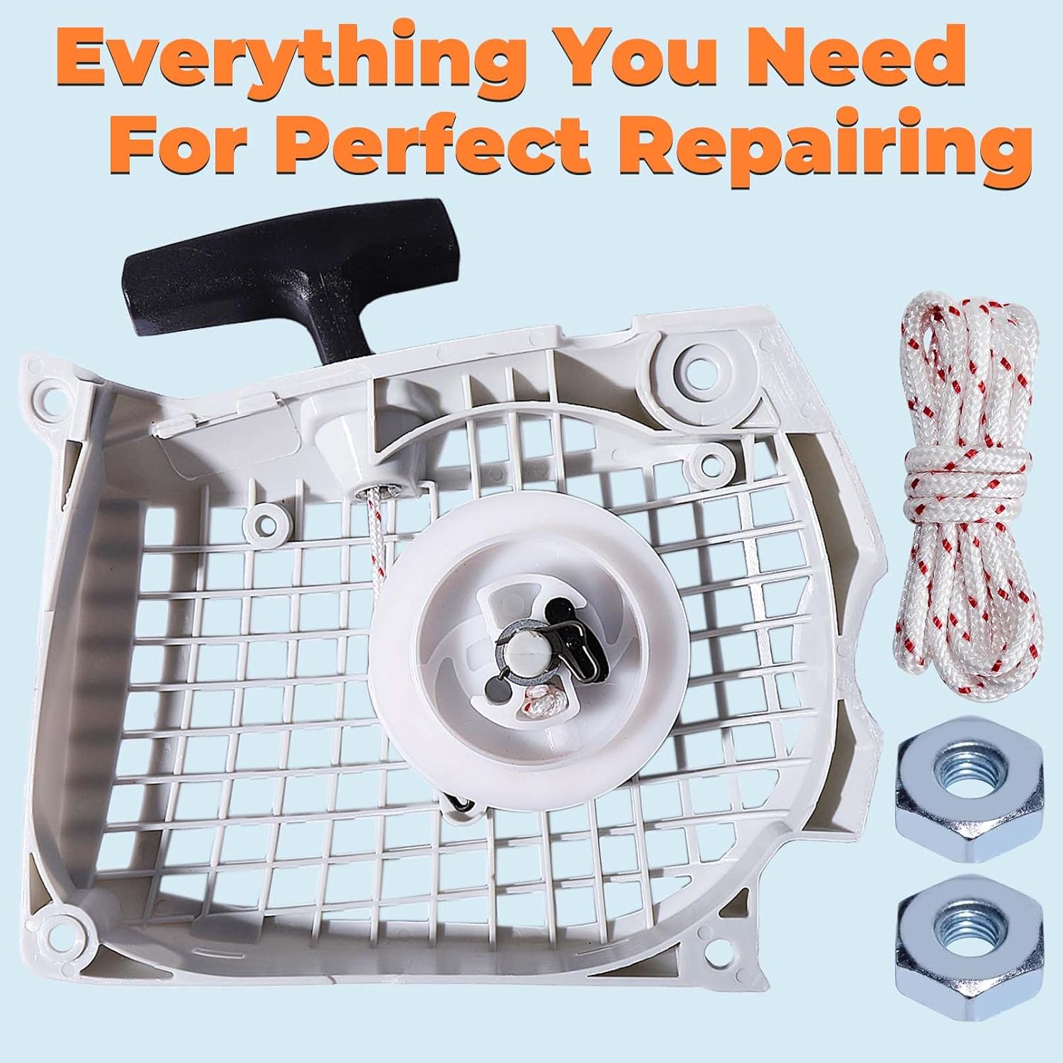 Recoil Starter Assembly For Stihl MS271 MS291 MS261 MS261C MS271C MS291C Chainsaws 1141 080 2101 Stihl MS 261 271 291 Farm Boss Chain Saw Reciol Pull Start Starter Cover Assy with Rope Bar Nut