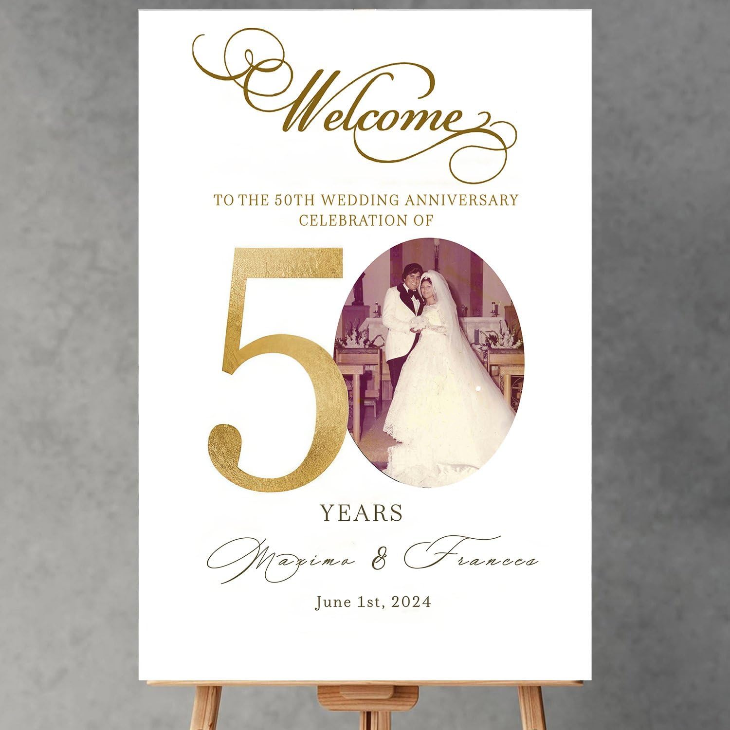 Amazon.com: HGLIU Photo Golden 50th Anniversary Poster, 50th Wedding ...