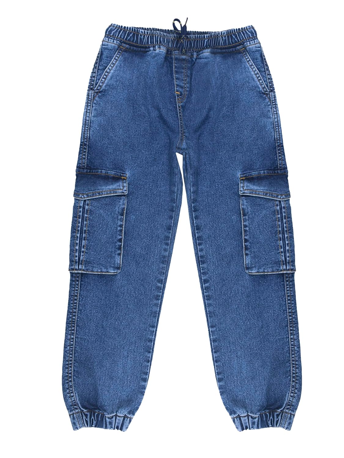 KiddoPanti Boys Full Length Denim Jogger with Cargo Pocket & Elasticated Drawstring