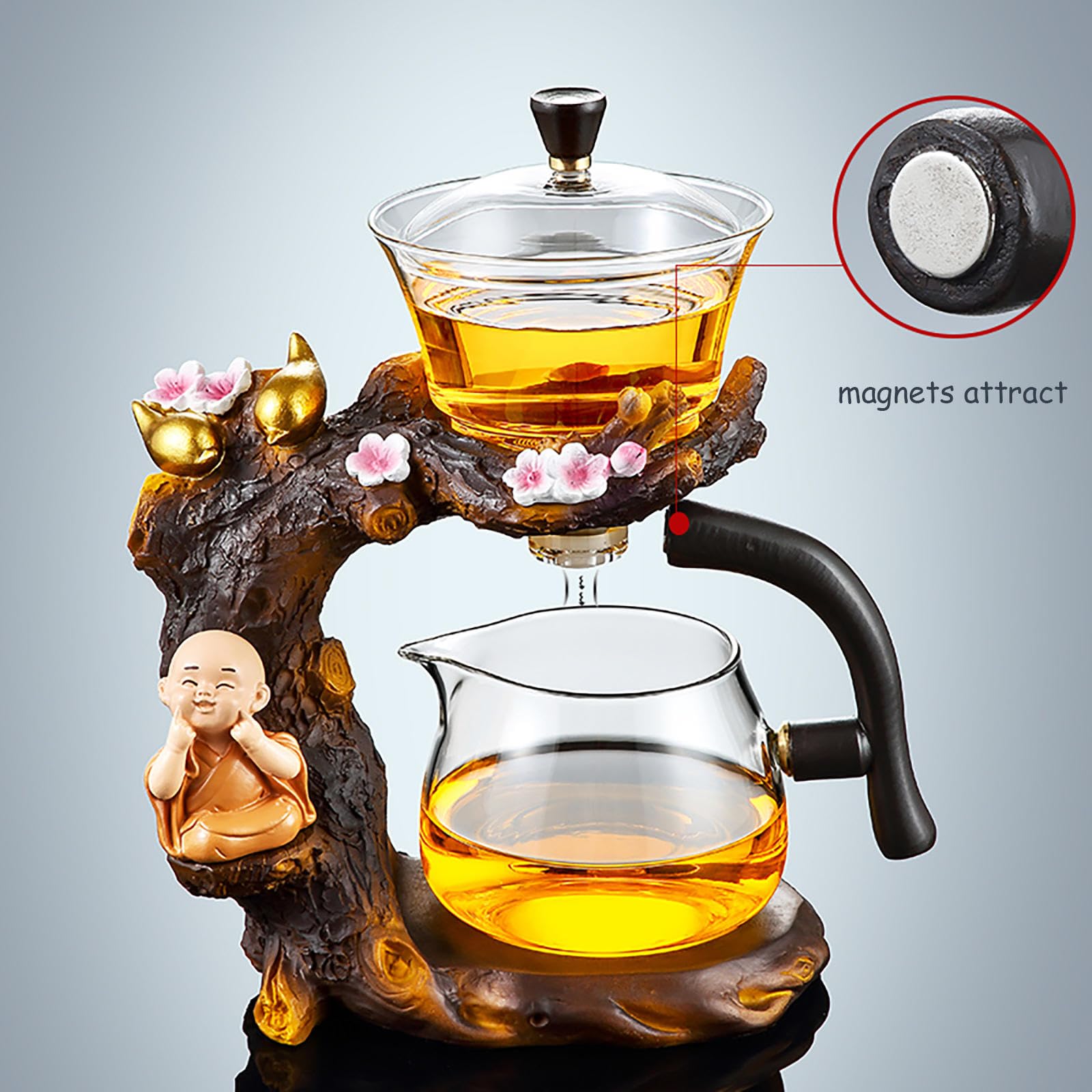 Théière magnétique, ensemble à thé automatique, service à thé en verre Kung Fu, théière magique, ensemble à thé Kungfu, ensemble à thé automatique en verre, théière magnétique de luxe pour la